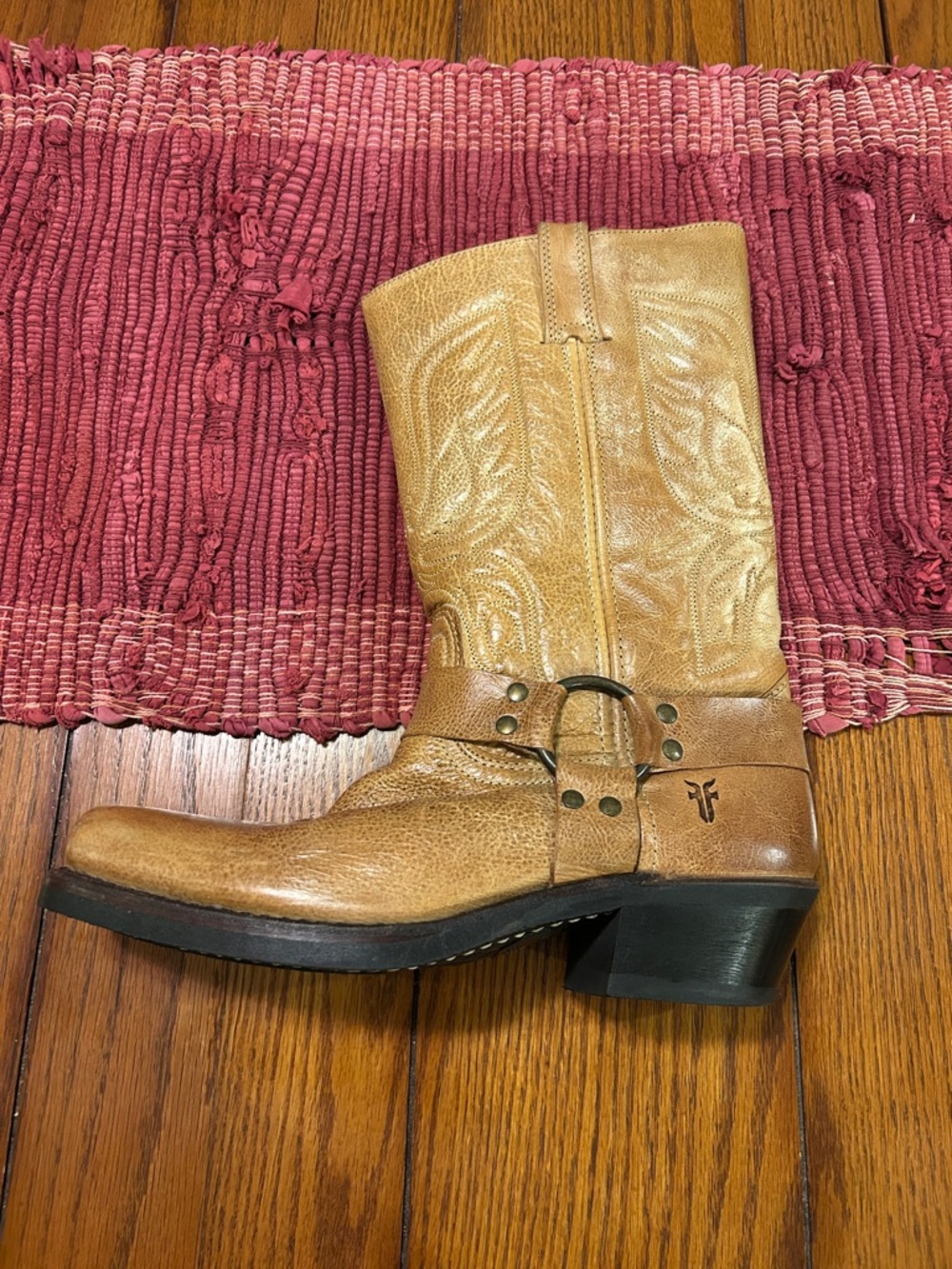 Frye Tan Leather Harness Western Boot